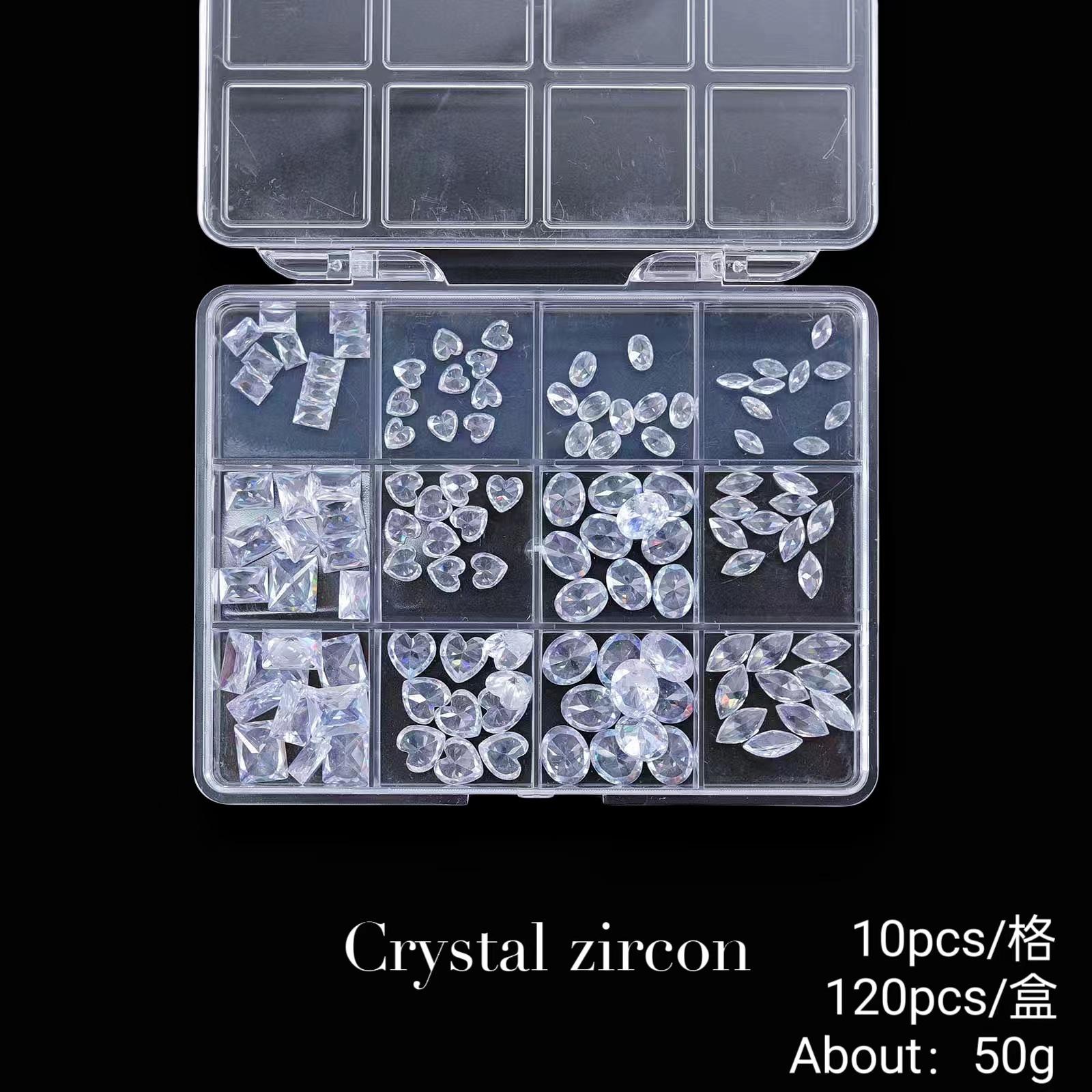 

Набор украшений для дизайна ногтей из 12 сеток со стразами для дизайна ногтей с плоским дном и бриллиантами особой формы 12 grid square box