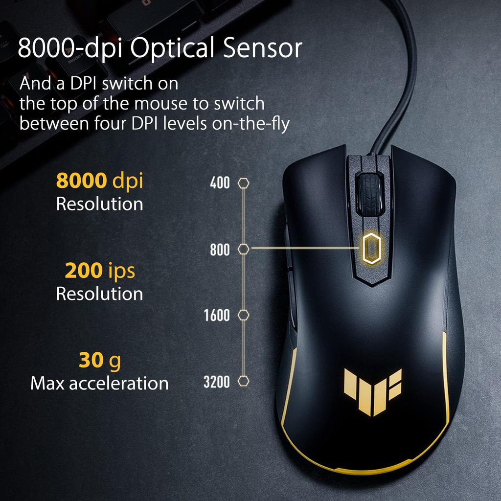 Asus TUF Gaming M3 Gen II Souris Droitier USB Optique 8000 Type-C DPI, 90MP0320-BMUA00