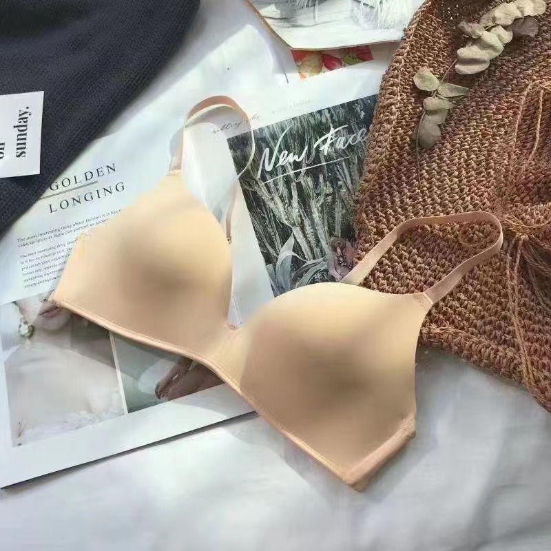 

Женский легкий беспроводной бюстгальтер пуш-ап для маленькой груди, тонкий стиль, цельный, удобное бесшовное нижнее белье в японском стиле 38/85 бежевый