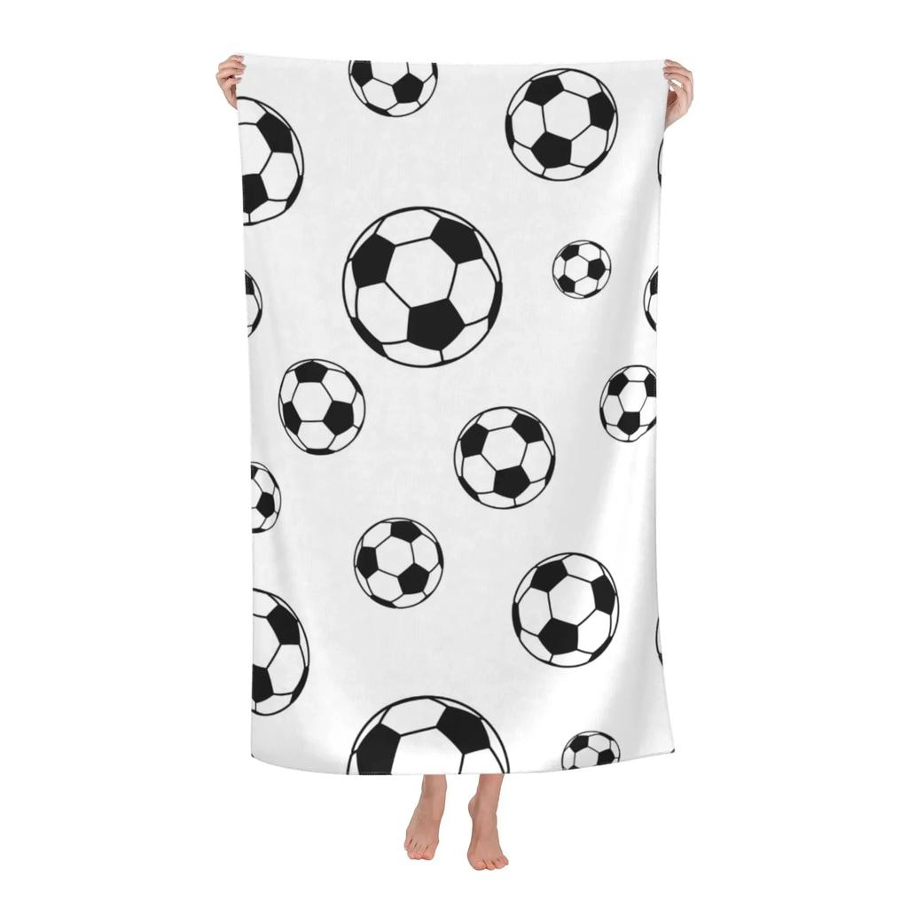 Colorful Soccer Ball Football Beach Towel Oversized Microfiber Quick Dry Bath Towel for Kids Adult Travel Pool Swimming Camping