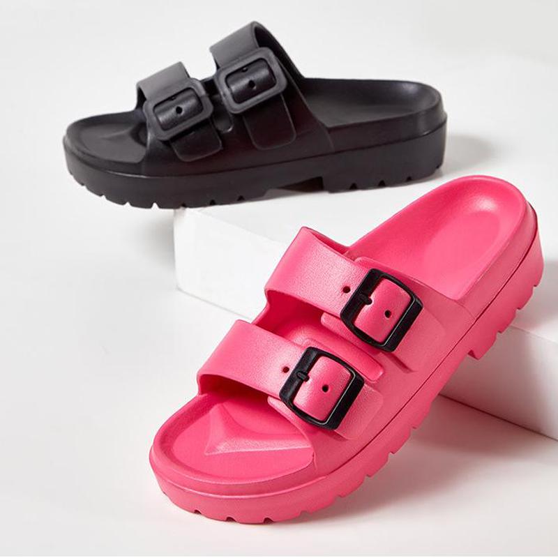 Fashion Shevalues Women's Platform Sandals 2025 Summer New Outdoor Anti-slip Beach Slippers With Double Buckle Women Fashion EVA Slides