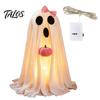 Children Party Favors Halloween Ghost Decoration, Light-Up White with Pumpkin, Indoor Living Room Table Ornament Cute Standing Tabletop for
