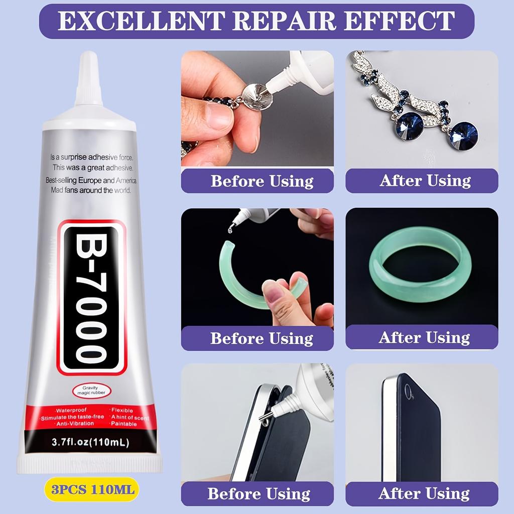 (Adhesive 15/50/110g) B7000-E8000—Waterproof, Clear Epoxy Adhesive for Mobile Phones and Jewelry