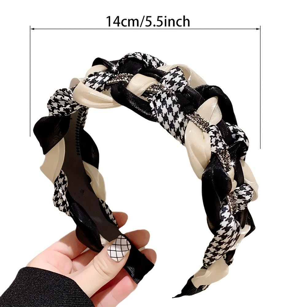 [Elegant Non-Slip Headband Women] Elegant Vintage-Inspired Braided Headband with Sparkling Rhinestones - Wide, Non-Slip Hair Accessory for Women