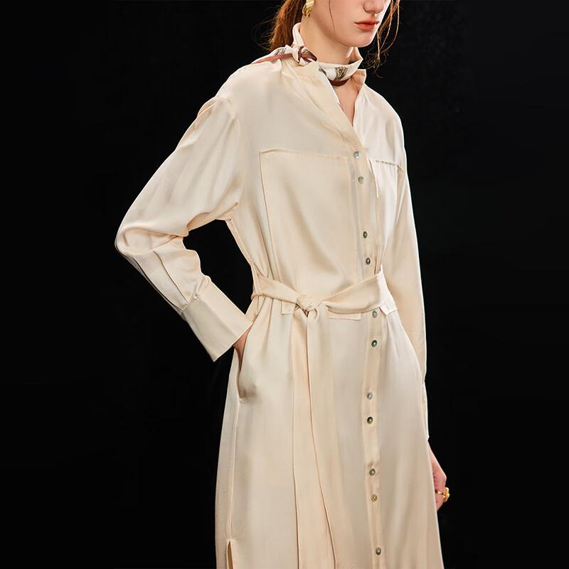 Wudao 100% Mulberry Silk Tie-Waist Maxi Dress