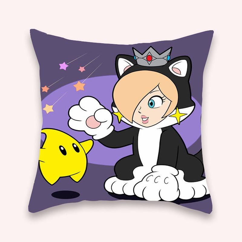 Super Mario Kissenbezug Mario-Themen Kissenbezug aus kurzem Plüsch Für Autodekoration Wohnzimmerdekoration 45*45cm