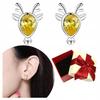 Deer Earrings With Cubic Zirconia, S925 Stud, Amber