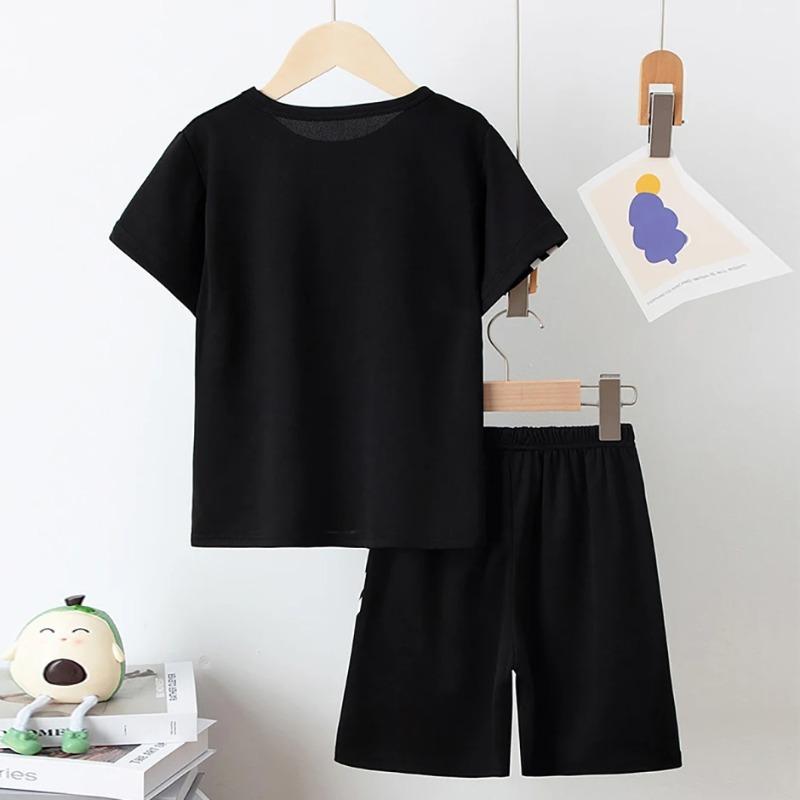 Boys Summer Solid Color Quick Drying Breathable Set Big Kids Loose Sports Running Hiking Outdoor Short Sleeved Shorts