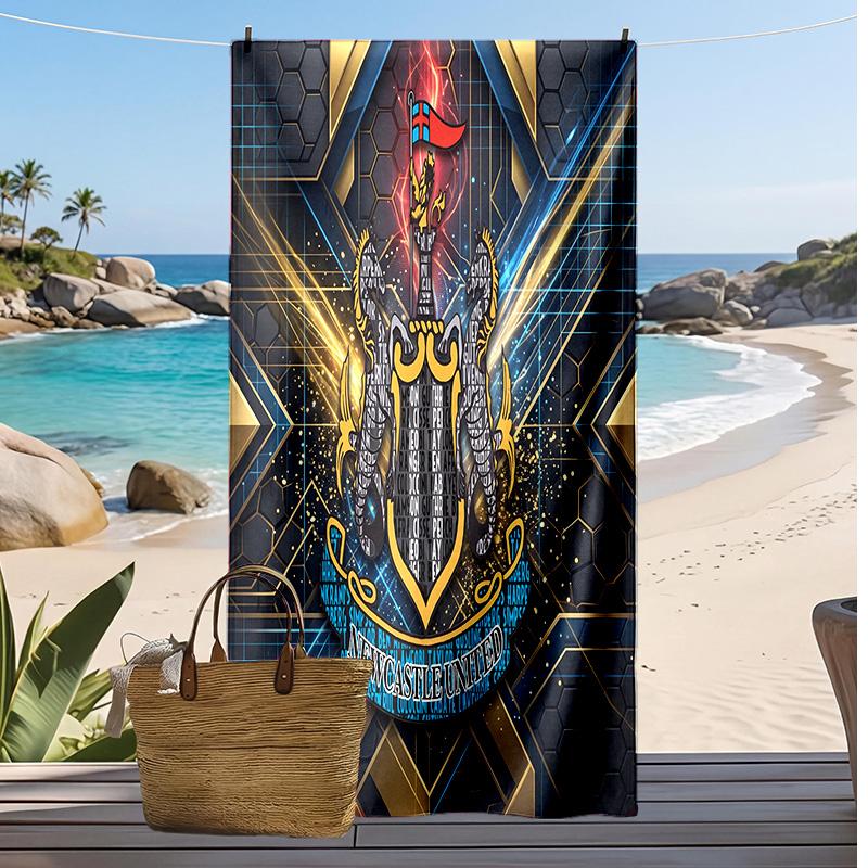 Newcastle United Football Print Beach Towel, Large Soft Quick Dry Towel for Beach Camping Swimming