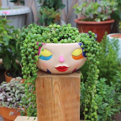 Unique Face Flower Pot Planter Remembrance Gift Artwork Resin Ornament Decorative Flowerpot for