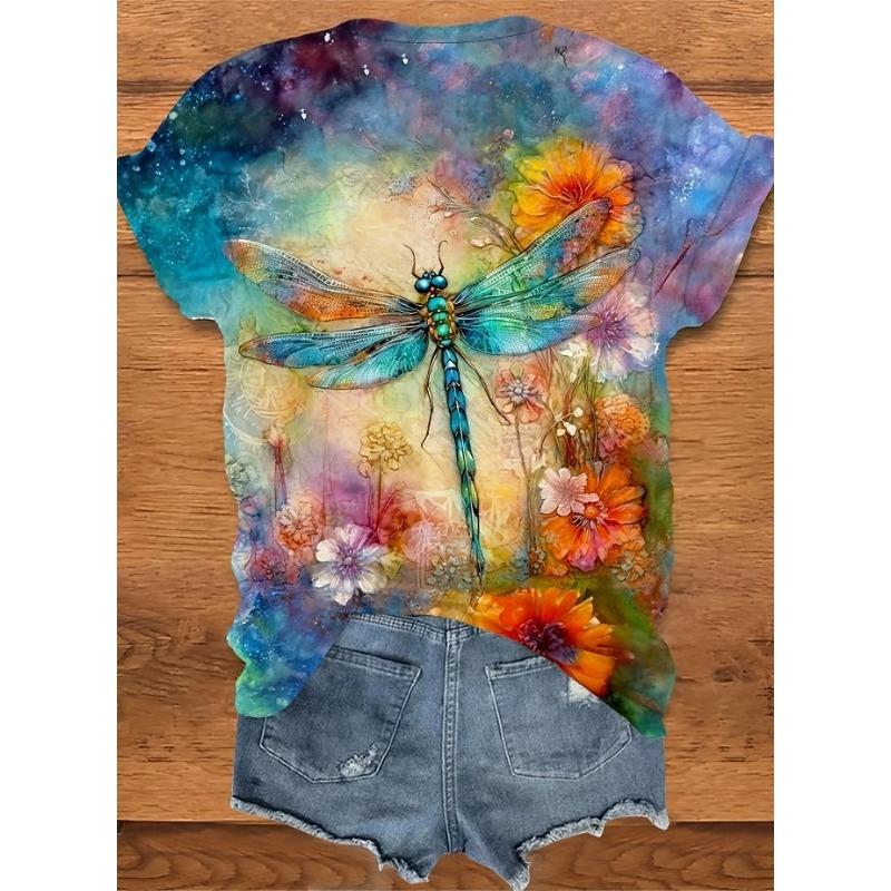 Women's T Shirt Print Graphic Animal Plants Vintage Classic Short Sleeve Neck Round Neck Regular Tops Summer