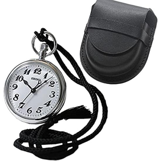 

Railway Watch Quartz SVBR003 and Seibido Pocket Watch Original Leather Case No Hook Set of 2 [Seiko Watch] (Black)