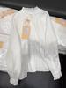 Women's Elegant White French Edge Shirt: Long Sleeve, Chic, High-End Style for Spring/Autumn 2026
