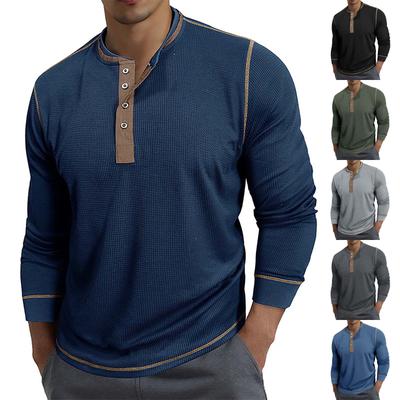 Men's Round Neck Contrasting Long Sleeved Top T-shirt Sweatshirt