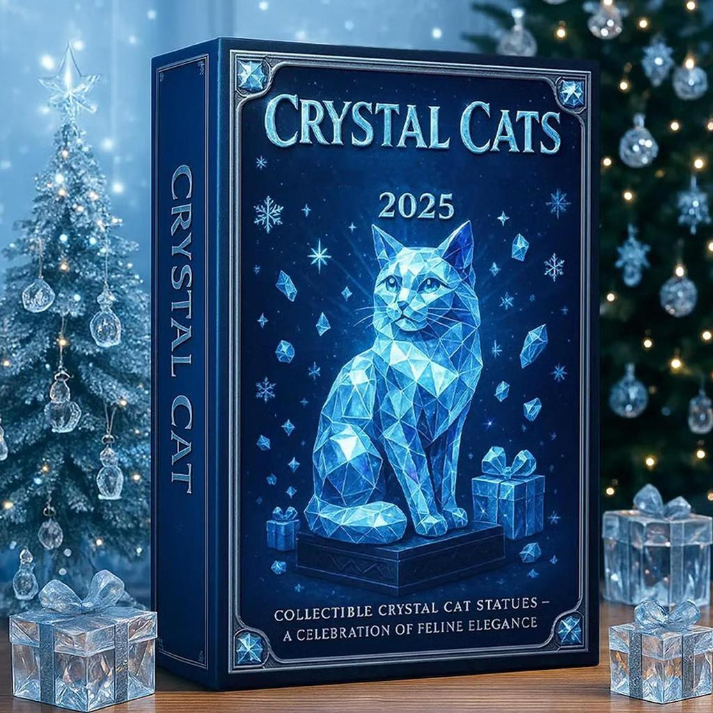 2D Acrylic Cat Collectible Figurine Christmas Countdown 24 Days Xmas Holiday Countdown Cat Advent Calendar Xmas Gifts