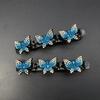 4/6Pcs Faux Crystal Stone Braided Hair Clips Girls Rhinestone Butterflies Decor Hair Braid Clips Shiny Hair Accessories