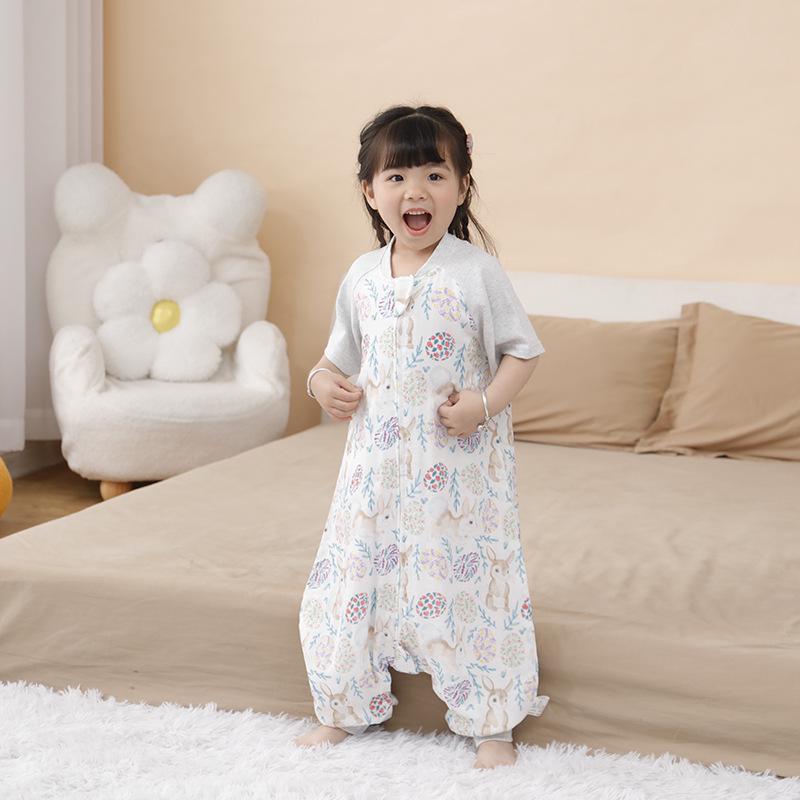Footed Baby Sleeping Bag - Bamboo Cotton, Spring to Summer, Anti-kick, Lightweight for Air-conditioned Rooms