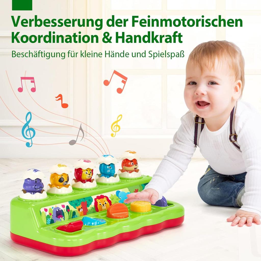 Pop Up Baby Toy  with Music & Light, Toddler Montessori Toy, Early Development Cause and Effect Toy Gift for Children