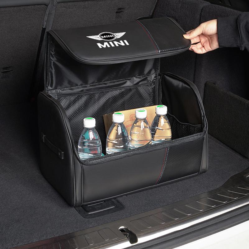 Bolsa de almacenamiento de cuero de alta capacidad para coche Caja organizadora de maletero para BMW Mini Works Cooper F54 F55 F56 F57 F60 R50 R52 R53 R55 R56