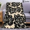 Black Peony Vintage Lightweight Microfiber Soft Christmas Fleece Blanket Warm Cozy Throw for Bed Sofa Office Travel All Season