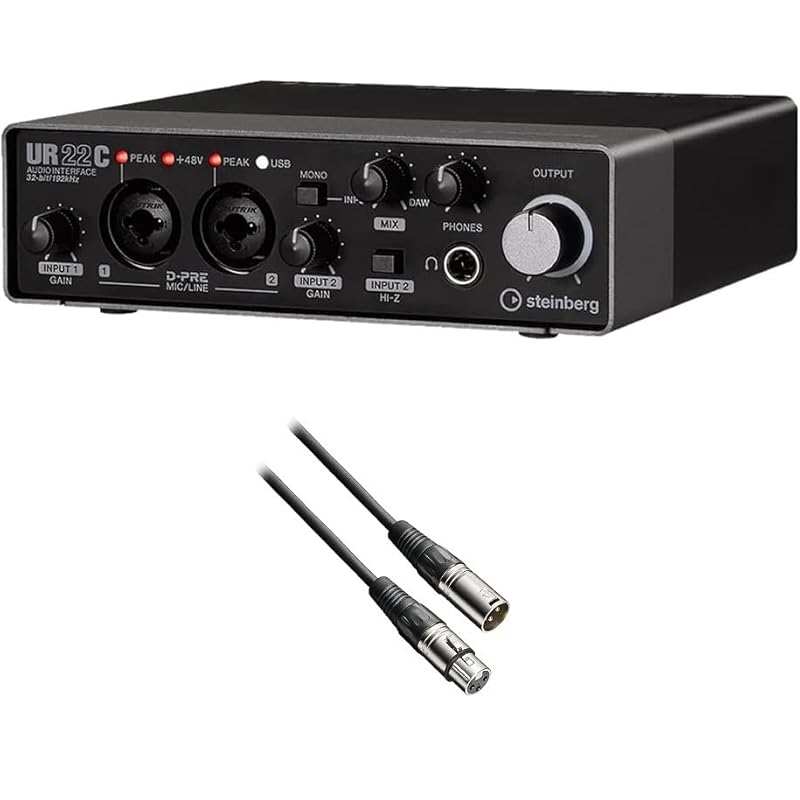 

steinberg USB audio interface UR22C gray & black canon cable set