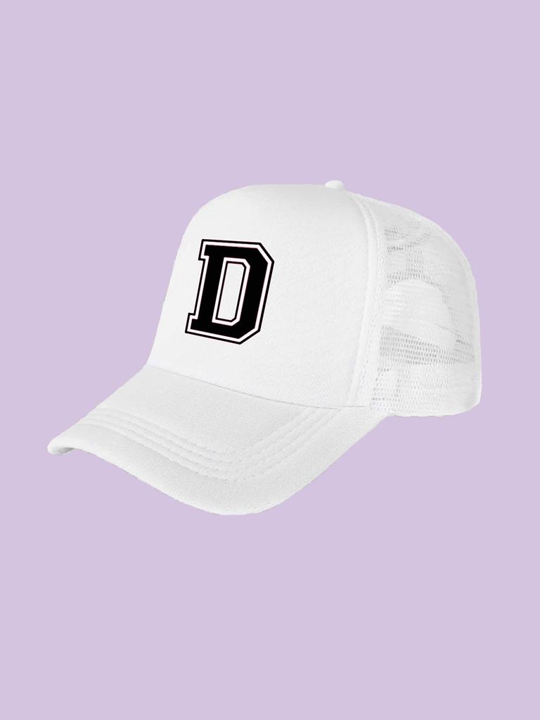 1Pc children's 26 letter printed baseball cap, fashionable sunshade duckbill cap for spring summer, breathable mesh trucker cap