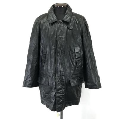 Artigiano Leather Sten Collar Coat Men L Black Quilted Lining(USED)