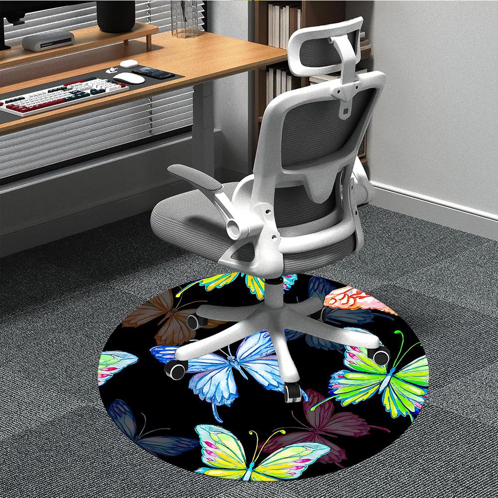 

1pc Butterfly Print Chair Carpet for Office, Non-slip, Soft and Durable Office Rug, Perfect for Office yy251227138 80cm by 80cm