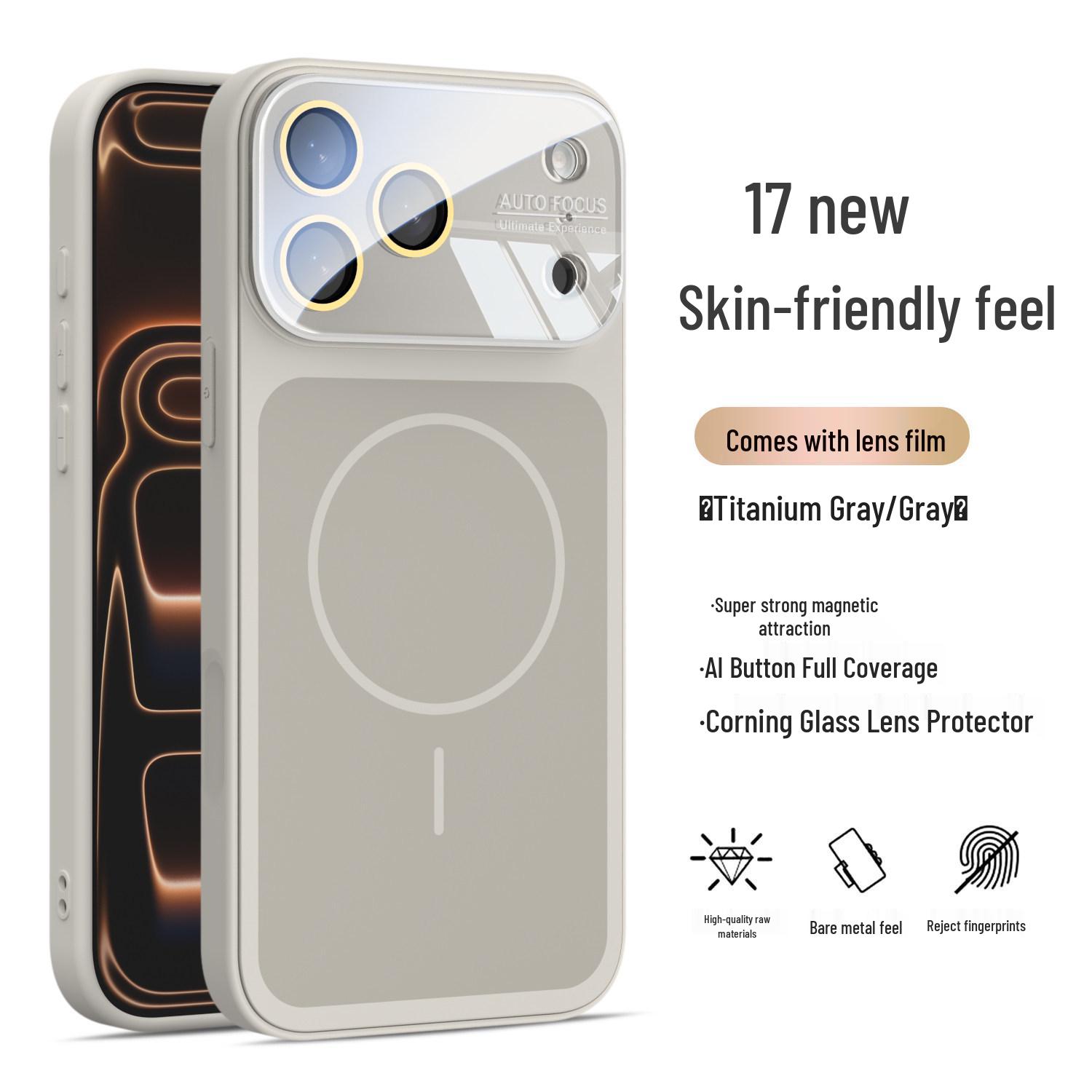 AI-Enabled iPhone 17 Pro Max Silicone Magnetic Case with Large Window, Compatible with iPhone 16 iPhone 17 PRO MAX серый