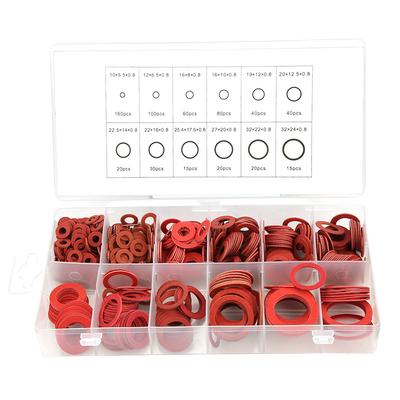 12 Sizes Red Steel Paper  Flat Washers Kit Insulation Washer Assorted Set with Box Insulation Washer Assorted