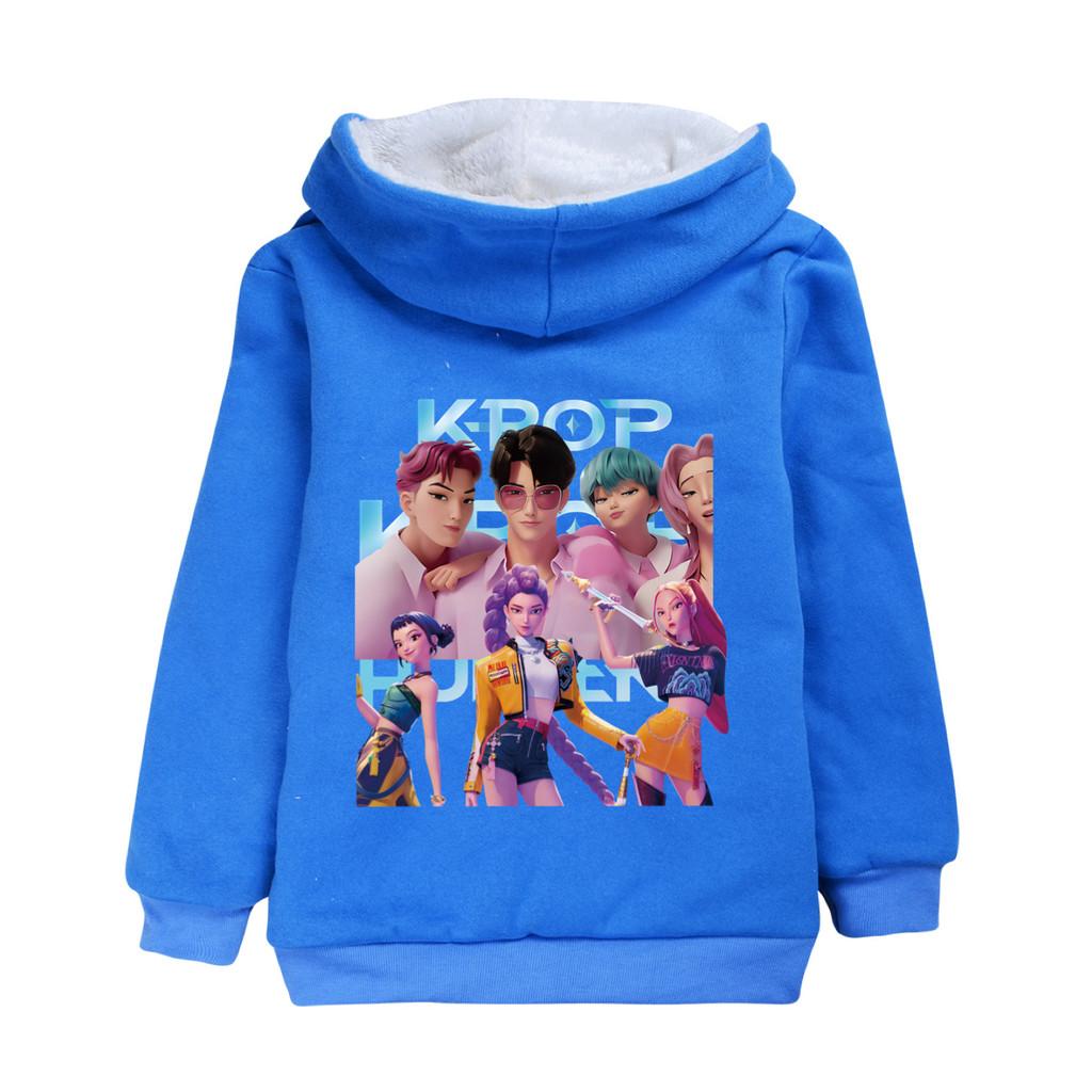 5056 Kids Girls Kpop Zoey Mira Rumi Sajaboys Print Long Sleeves Velvet Warm Thick Winter Jacket