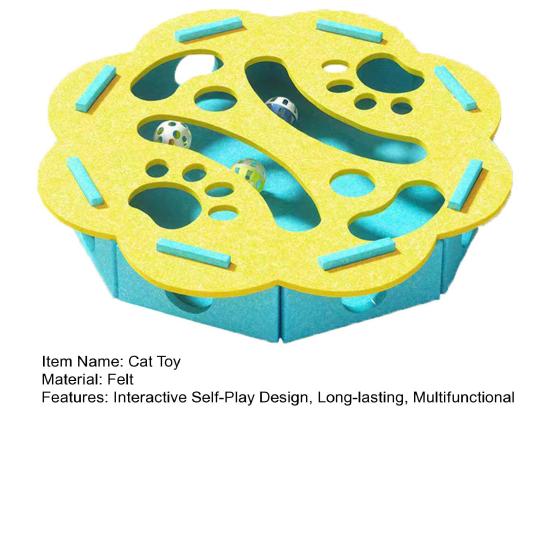 Cat Scratch Puzzle Toy Kittens Puzzle Enrichment Box Cats Self-Play Felt Maze with 2