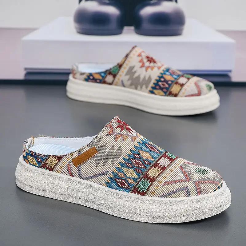 Fashion Male Slipper Platform Canvas Slides Outdoor Mules Half Summer Sale Pvc Clappers 2025 Fashion Mascullino Elegant Adult Men's Shoe