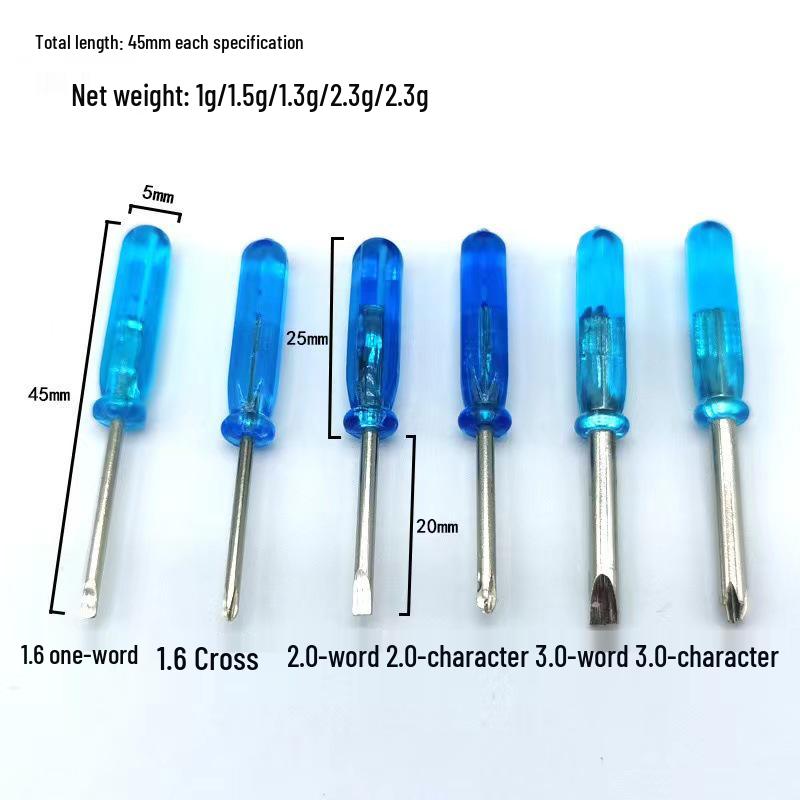 Small Multi-Tip Screwdriver Toy Gift: 45mm Blue, 65mm Red, 2.5 & 2.0 mm Tips