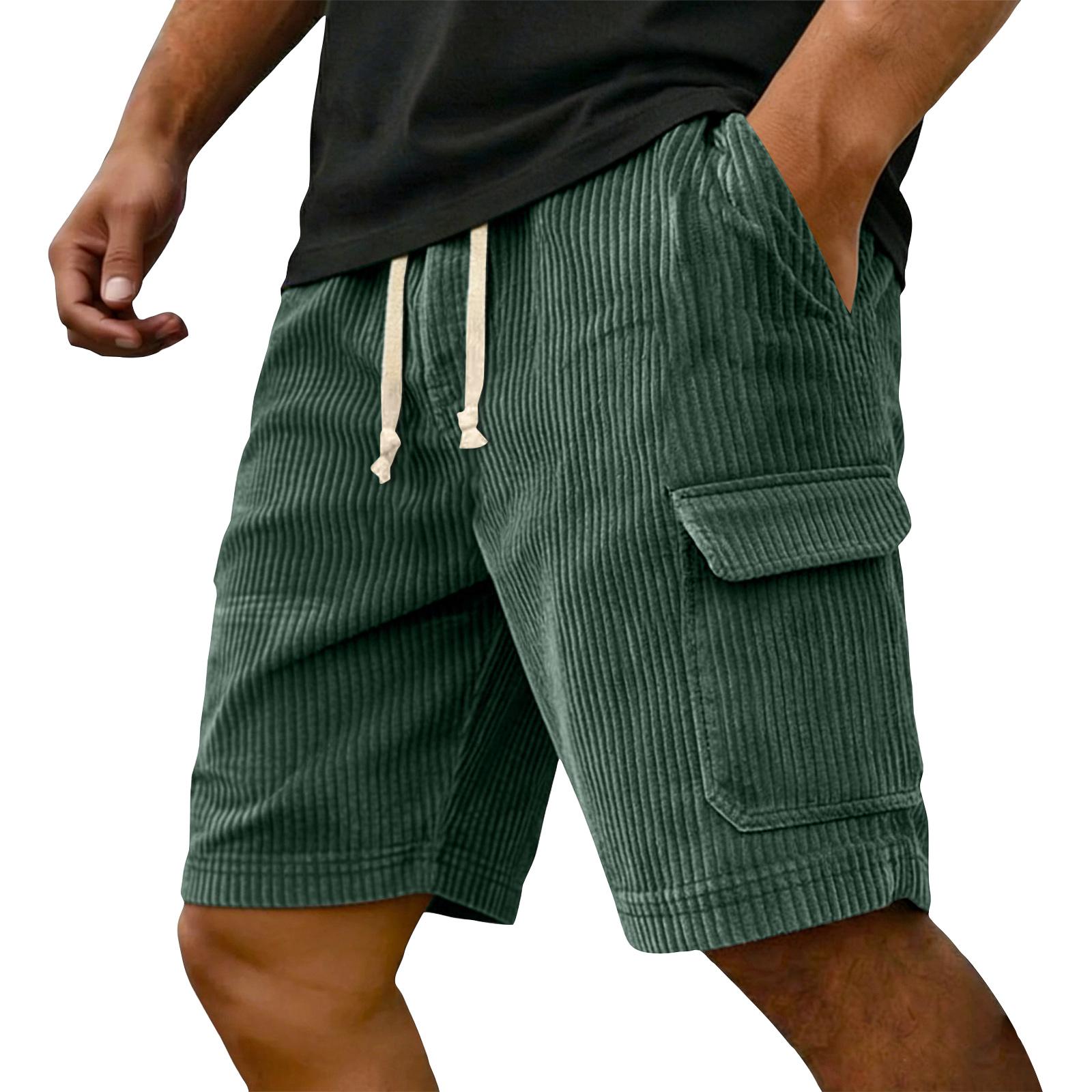 

Mens Corduroy Cargo Shorts with Pockets Drawstring Waist Mens Sweat Shorts Casual Fit for Everyday Wear Cotton Shorts Men L армия зеленый