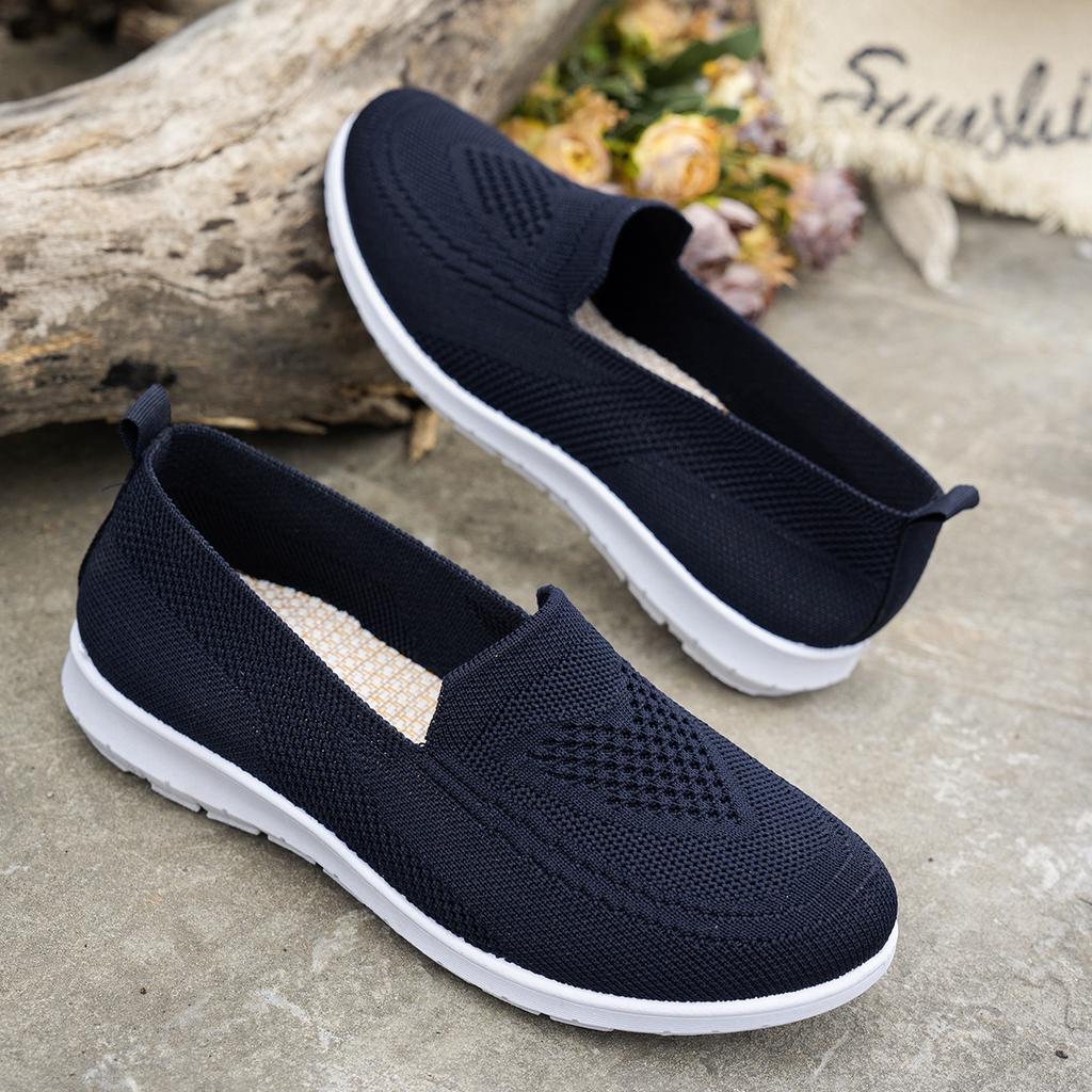 Flat-bottomed autumn new fly-woven breathable mesh shoes, shallow-mouth lightweight shoes