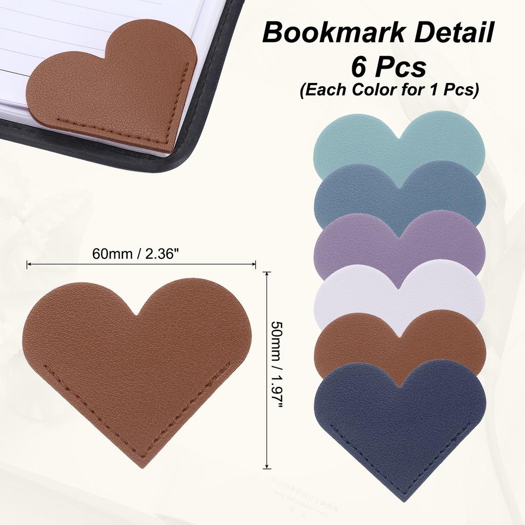 6/12/18Pcs Leather Bookmarks Corner Bookmarks Page Markers Mini-portable Gift Heart Bookmark Page Folder Corner Protective Cover