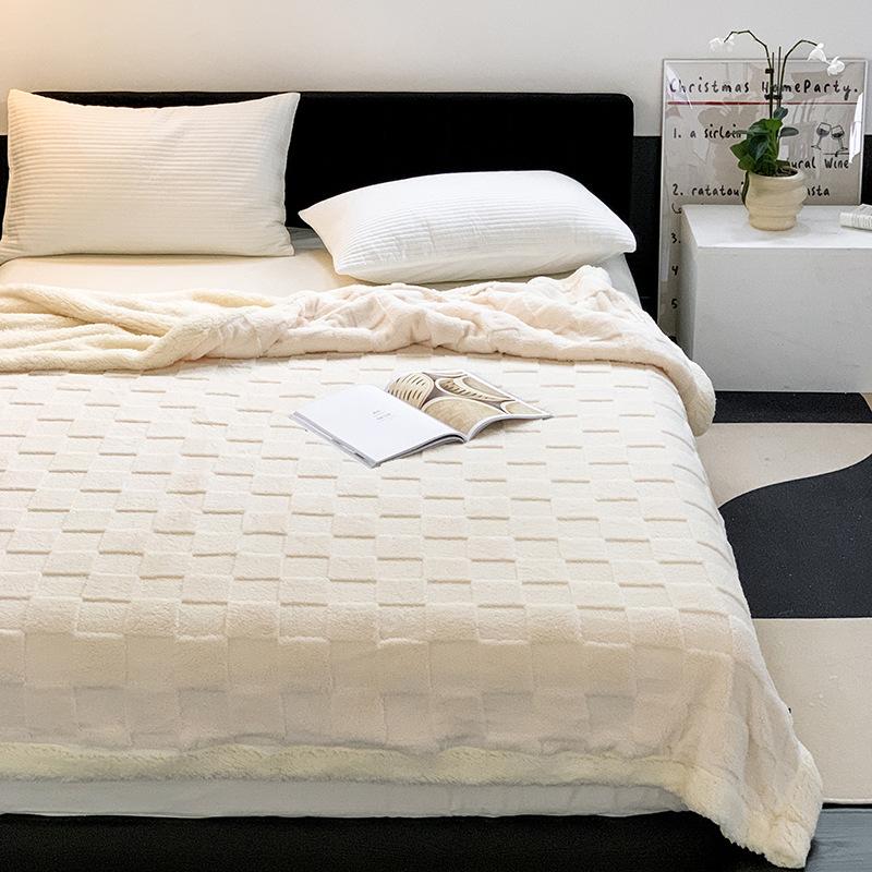 Sweet Ins-style Bow Blanket Thickened Lamb Fleece Home Nap Blanket Sofa Office Desk Autumn Winter