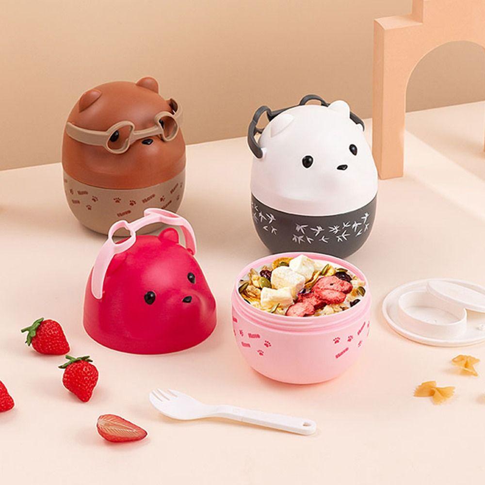 1Pcs Eyeglass Bear Thermal Bento Box Stackable Food Storage Container New Lunch Box