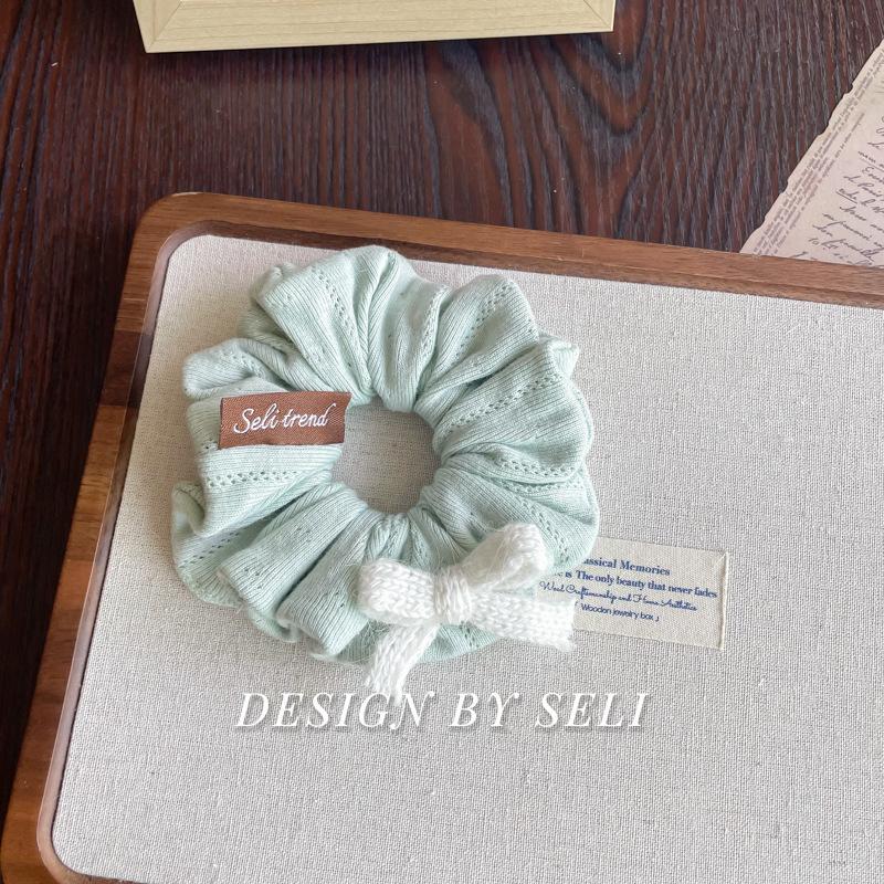 Soft Knitted Collection Autumn Winter Sweet Scrunchie Polka Dot Floral