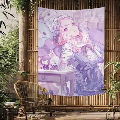 Kawaii Japanese Tapestry Akiyama Mizuki Wall Hanging Bohemian Tapestry Cute Core Room Tapestry Decoration Decor Tapestry