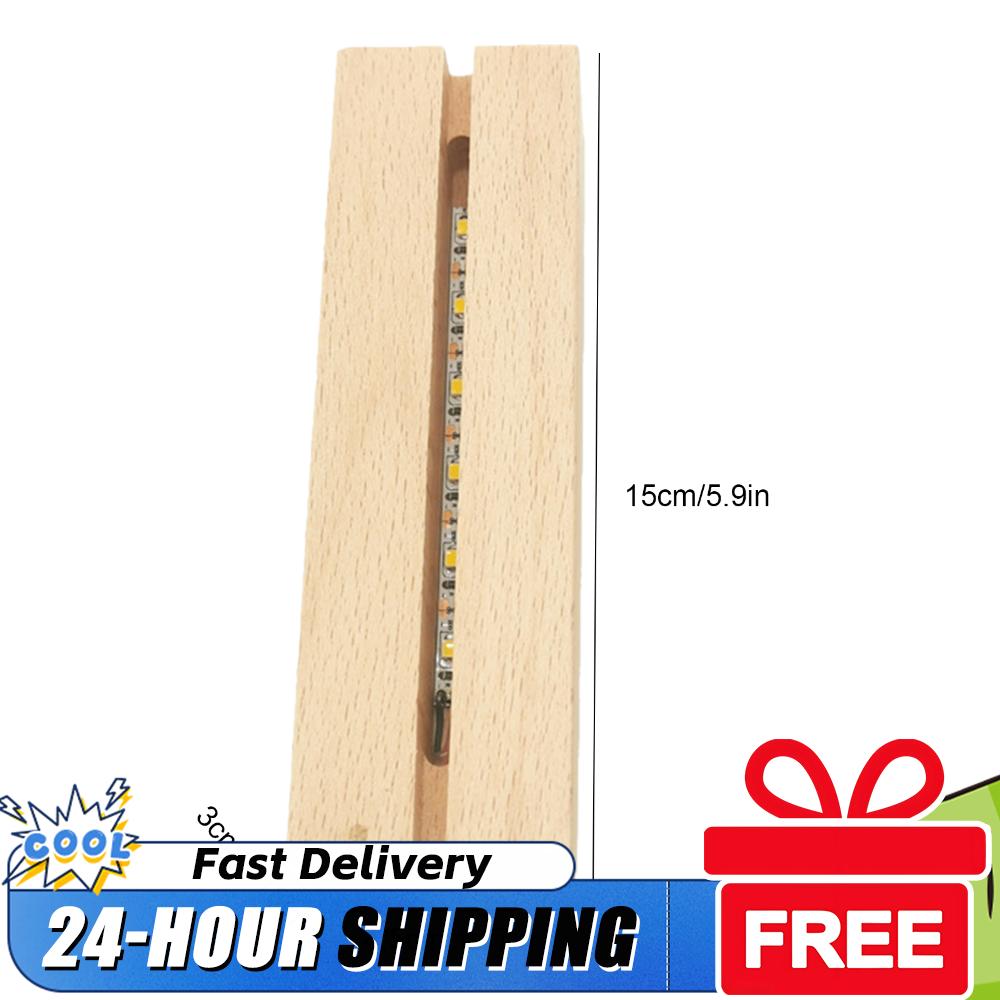 1-5PCS LED Wood Light Display Crystal Wooden Lighted Base Stand Acrylic Light Plate Base USB Wooden Base for Resin Art Lights