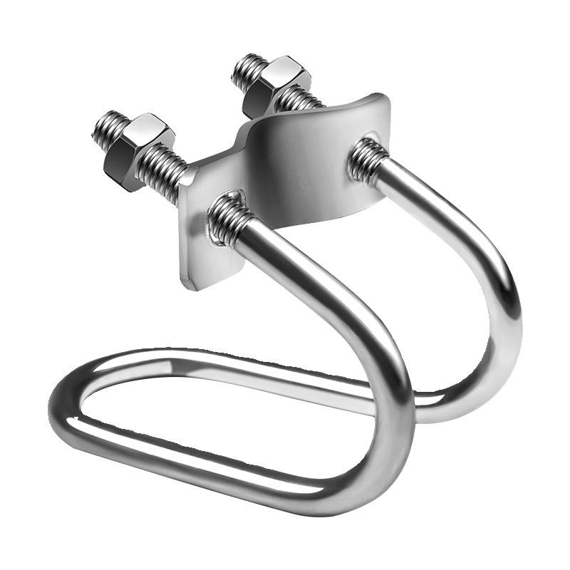 Greenhouse Pig Farm Double U-Bolt Cross Buckle Saddle Clamp for Iron/Steel Pipe Fixation