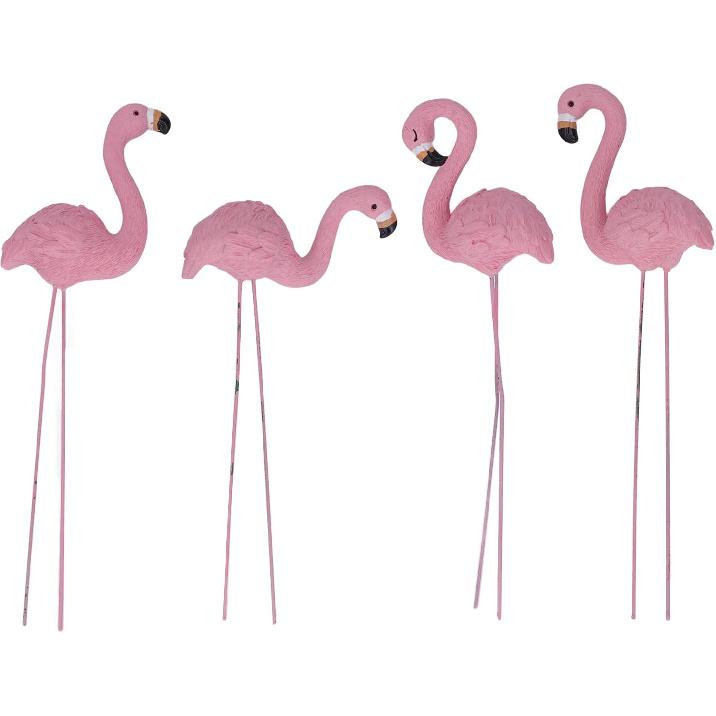 Flamingo Yard Statue, Resin Material 4 Pcs Cute Flamingo Gifts Fine Details for Patio
