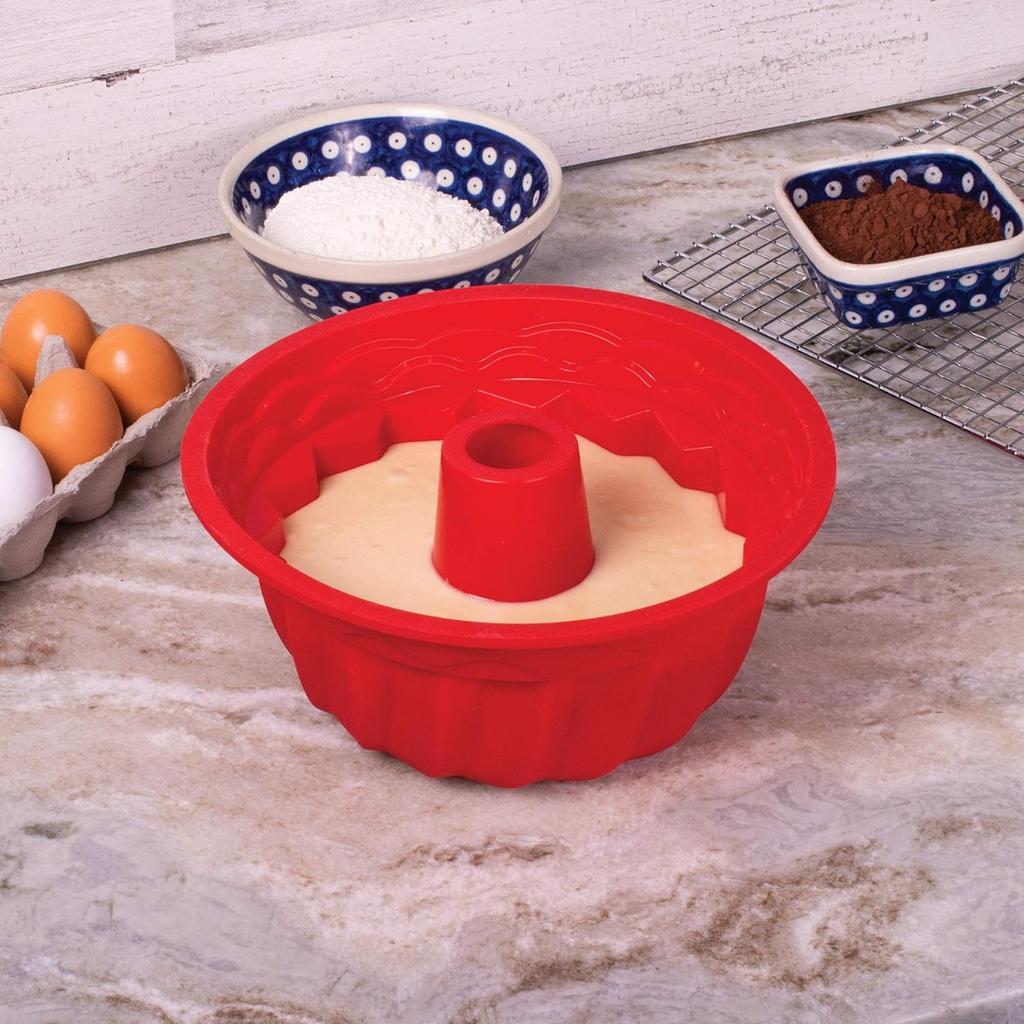 9 Inch Red Silicone Cake Mold Non Stick Bakeware Hollow Round for Mousse Chiffon Pudding Jelly Ice Cream Kitchen Tools Set