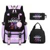 Kpop Witch Hunter Cartoon Printing Student School Bag Children'S Lunch Bag Lunch Box Bag Pencil Bag Three-Piece Set