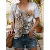 Women's T-Shirt Butterfly Graphic Fashion Short Sleeved V-Neck Regular Tops Daily Print Tee Summer Spring Casual Tops