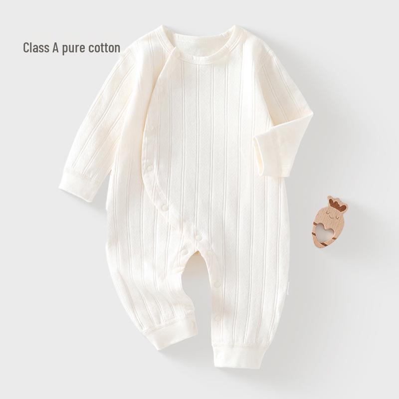 25 Vår- och Höst Baby Bomullspysjamas: Helårs-, Benlös, Långärmad, Sidöppnande Onesie