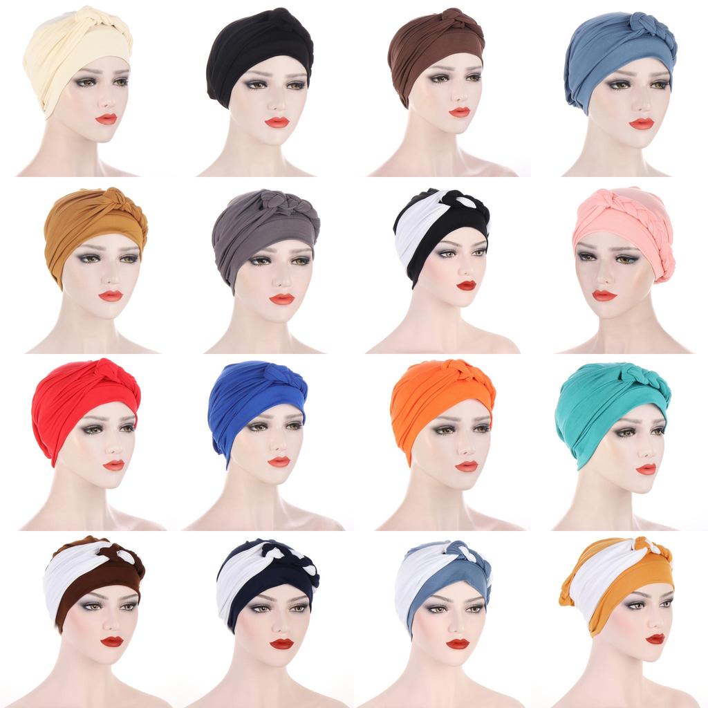 Comfortable Polyester Turban Hat With Braid Design For Men And Women