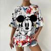 New Women's T Shirt Relaxed Ladies Clothes BlouseDisney Mickey Mouse Print Tees Female Oversized Sweatshirt Loose Pullover